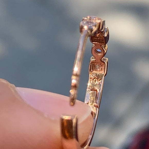 10K Rose Gold & Diamonds Double Click Earrings New - Picture 3 of 15